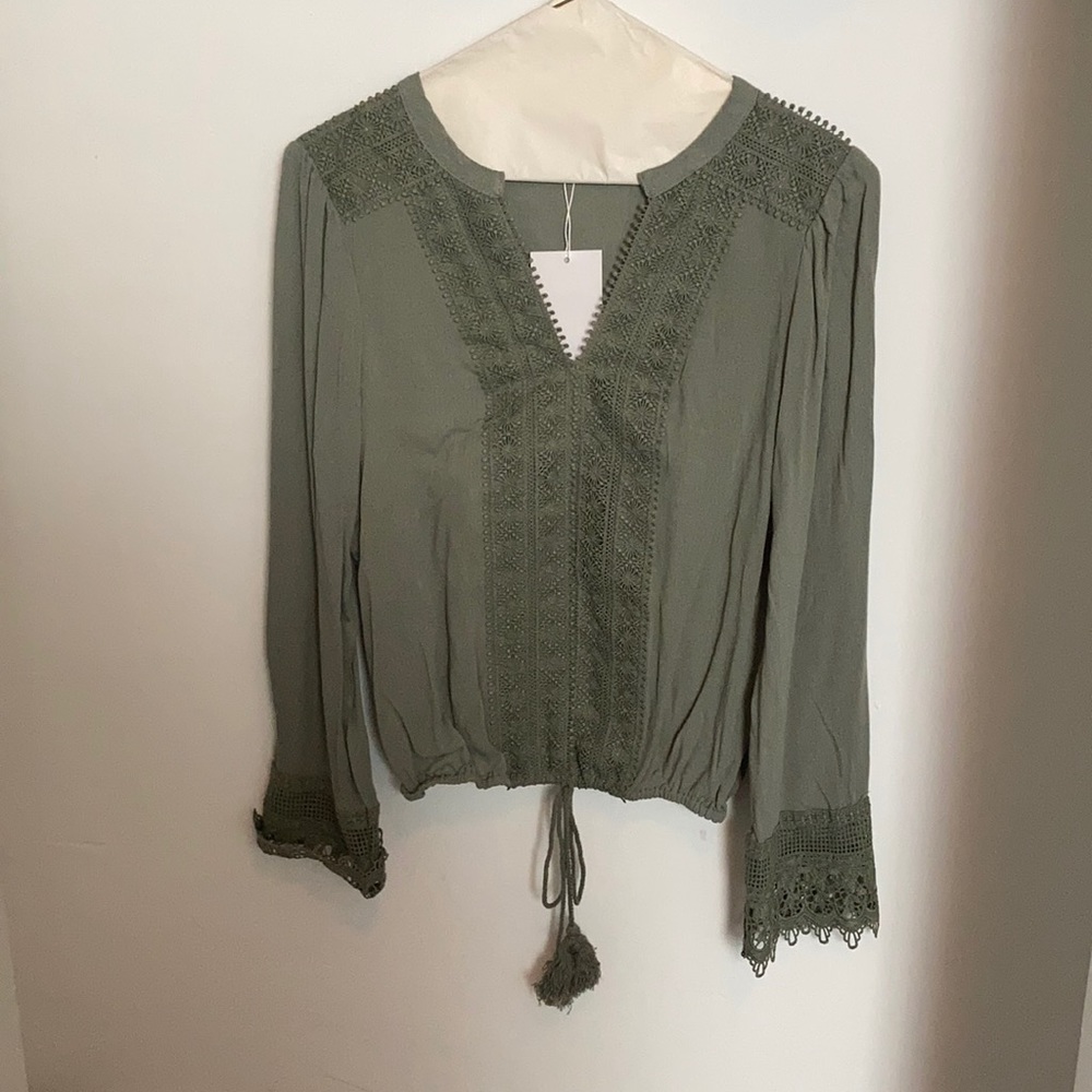 Sage Peasant Top